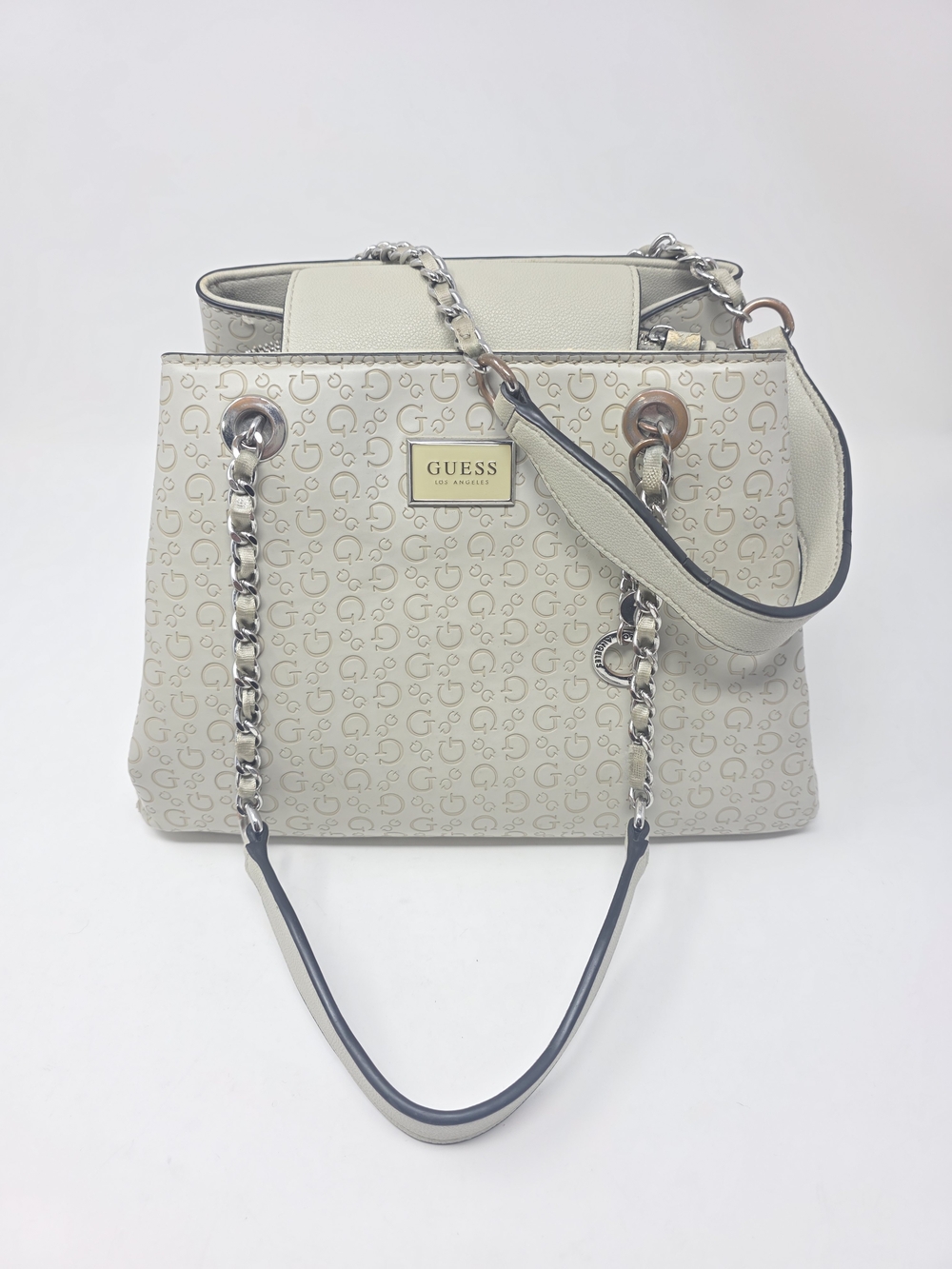 GUESS Bag Cream Monogram Chain-Handle Purse